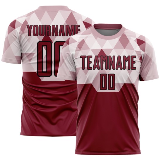 Sublimation Black Uniform Custom Geometric Crimson Jersey Shapes Soccer