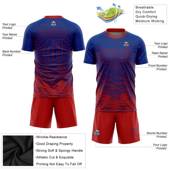Jersey Royal Custom Uniform Sublimation Soccer Red