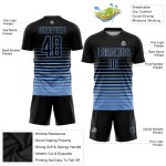 Light Soccer Fashion Fade Jersey Uniform Black Sublimation Custom Blue Pinstripe