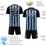 Light Uniform Soccer Line Black Custom Sublimation Blue-White Jersey Light Uniform Soccer Line Black Custom Sublimation Blue-White Jersey
