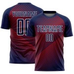Crimson-White Jersey Line Uniform Navy Soccer Custom Sublimation