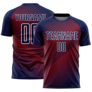 Crimson-White Jersey Line Uniform Navy Soccer Custom Sublimation