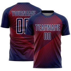 Crimson-White Jersey Line Uniform Navy Soccer Custom Sublimation