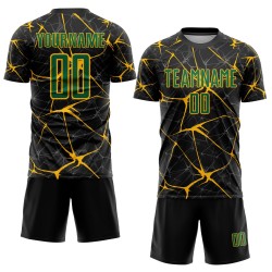 Custom Green-Gold Black Kelly Uniform Sublimation Soccer Jersey