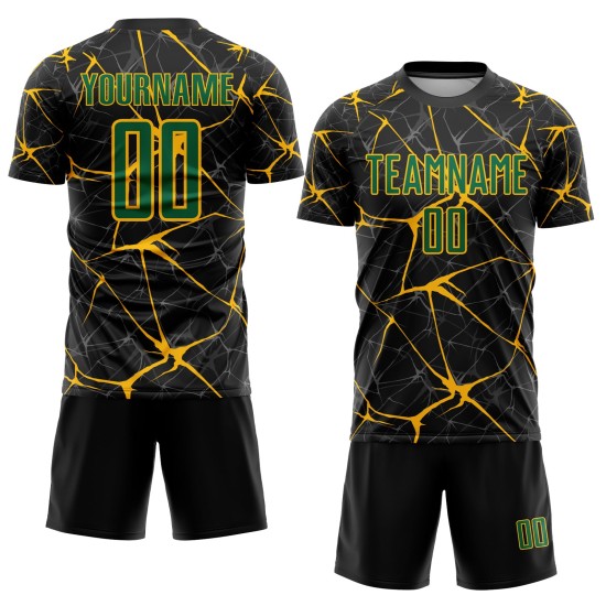 Custom Green-Gold Black Kelly Uniform Sublimation Soccer Jersey