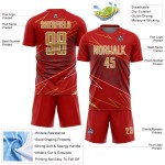 Uniform Old Lines Soccer Custom Red Gold-White Sublimation Jersey Sports