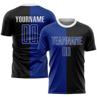 Fashion Soccer Jersey Sublimation Custom Uniform Royal-White Split Black