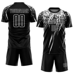 Uniform Black Soccer Jersey White Sublimation Custom