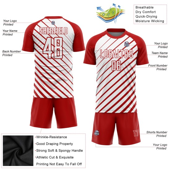 Custom Uniform White Jersey Red Sublimation Soccer