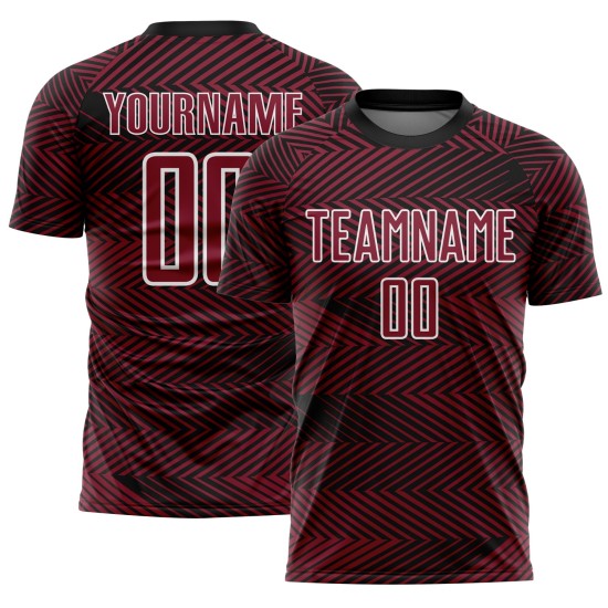 Jersey Soccer Line Custom Black-White Crimson Uniform Sublimation