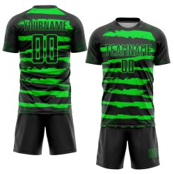 Custom Green Soccer Neon Uniform Jersey Sublimation Black