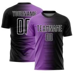 Soccer Uniform Sublimation Gradient Medium Black Line Purple-White Custom Jersey