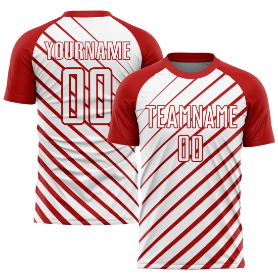 Custom Uniform White Jersey Red Sublimation Soccer