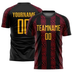 Gold-Red Custom Shape Jersey Soccer Uniform Sublimation Black Abstract