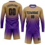 Soccer Gold Fashion Custom Fade Sublimation Black-Purple Uniform Sleeve Jersey Old Long