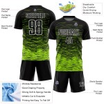 Sublimation Line Uniform Green-White Neon Soccer Jersey Black Custom Sublimation Line Uniform Green-White Neon Soccer Jersey Black Custom