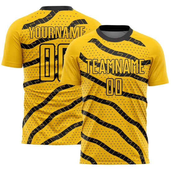 And Soccer Dots Lines Jersey Black Sublimation Yellow Uniform Custom
