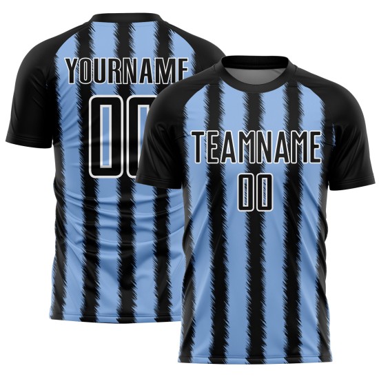 Light Uniform Soccer Line Black Custom Sublimation Blue-White Jersey Light Uniform Soccer Line Black Custom Sublimation Blue-White Jersey