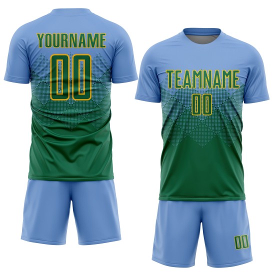 Soccer Green-Gold Uniform Jersey Blue Light Kelly Custom Sublimation