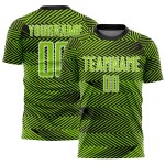 Neon Sublimation Jersey Custom Green Black-White Soccer Line Uniform