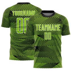 Neon Sublimation Jersey Custom Green Black-White Soccer Line Uniform