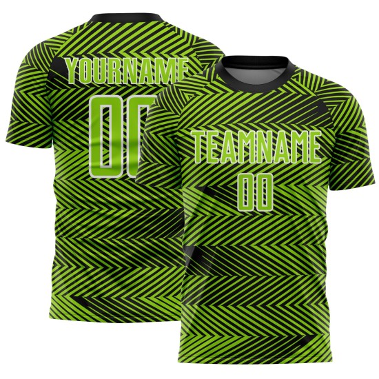 Neon Sublimation Jersey Custom Green Black-White Soccer Line Uniform