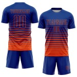 Soccer Uniform Jersey Fashion Sublimation Royal Custom Pinstripe Fade Orange