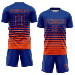 Soccer Uniform Jersey Fashion Sublimation Royal Custom Pinstripe Fade Orange