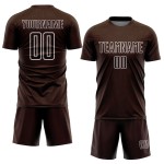 Shape Jersey Soccer Custom Uniform Brown Geometric Sublimation White Shape Jersey Soccer Custom Uniform Brown Geometric Sublimation White