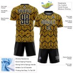 Shapes Geometric Soccer Sublimation Custom Black-White Uniform Jersey Abstract Gold Shapes Geometric Soccer Sublimation Custom Black-White Uniform Jersey Abstract Gold