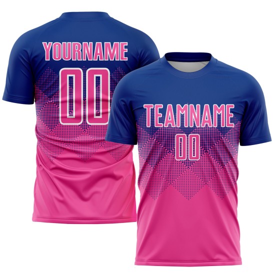 Sublimation Jersey Uniform Custom Soccer Pink-White Royal