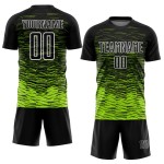 Sublimation Line Uniform Green-White Neon Soccer Jersey Black Custom Sublimation Line Uniform Green-White Neon Soccer Jersey Black Custom