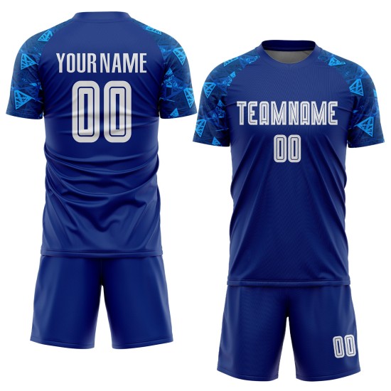 Soccer Royal Sublimation Jersey White Uniform Custom