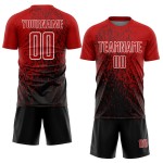 Custom Soccer Red Sublimation Uniform Fragment Jersey Abstract Black-White Art