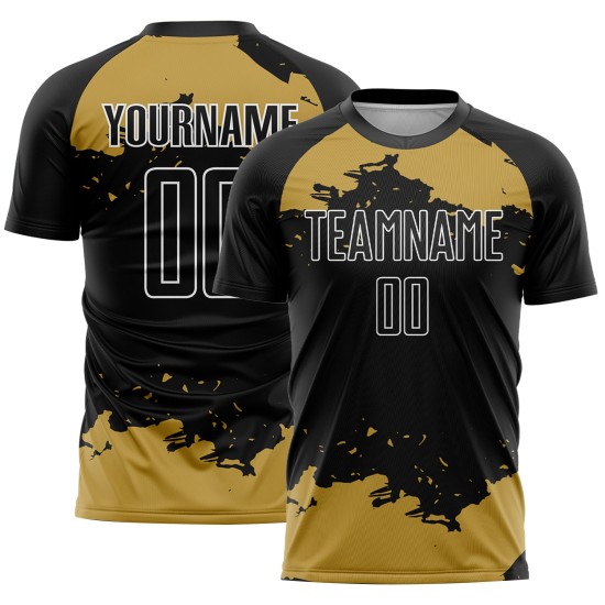 Abstract Art Uniform Custom Gold-White Jersey Black Fragment Soccer Old Sublimation