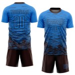 Custom Soccer Brown Blue Uniform Jersey Sublimation Powder