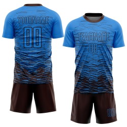 Custom Soccer Brown Blue Uniform Jersey Sublimation Powder Custom Soccer Brown Blue Uniform Jersey Sublimation Powder