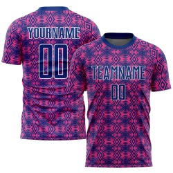 Soccer Custom Royal-White Pink Shapes Geometric Uniform Jersey Sublimation