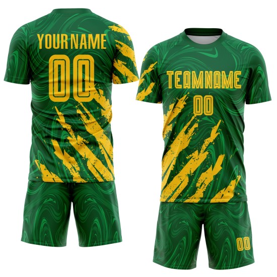 Soccer Jersey Kelly Gold Custom Green Sublimation Uniform Soccer Jersey Kelly Gold Custom Green Sublimation Uniform