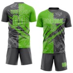 Aurora Sublimation Soccer Gray Custom Graffiti Green-Steel Pattern Uniform Scratch Jersey