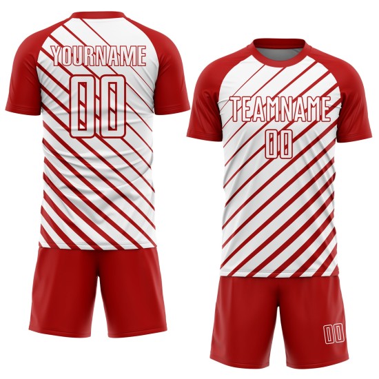 Custom Uniform White Jersey Red Sublimation Soccer