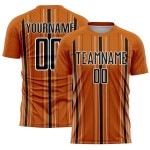Uniform Soccer Orange Texas Sublimation Black-White Custom Stripe Jersey