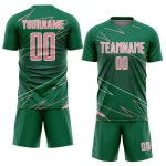Medium Uniform Sublimation Soccer Jersey Custom Green Sports Pink-White Lines Kelly