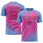 Sublimation Soccer Custom Uniform Jersey Pink-Black Light Blue