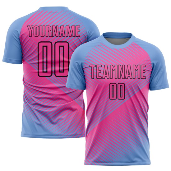 Sublimation Soccer Custom Uniform Jersey Pink-Black Light Blue