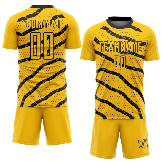 And Soccer Dots Lines Jersey Black Sublimation Yellow Uniform Custom
