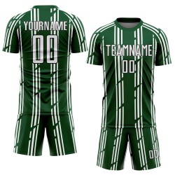 Soccer Uniform Green Pinstripe Custom White-Black Jersey Sublimation
