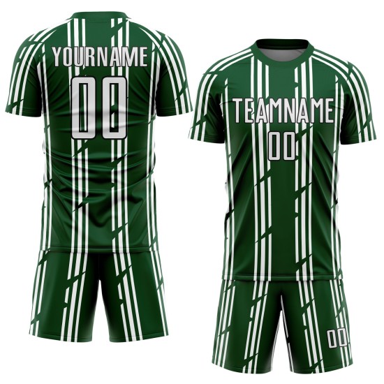 Soccer Uniform Green Pinstripe Custom White-Black Jersey Sublimation