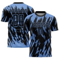 Blue Sublimation Black Uniform Jersey Light Custom Soccer