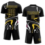 Black Gold Custom Sublimation Shapes Uniform Jersey Soccer Fluid